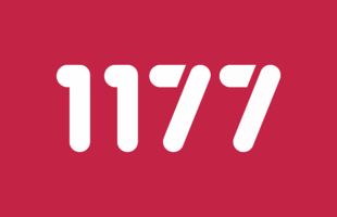 vit 1177-logga med röd bakgrund
