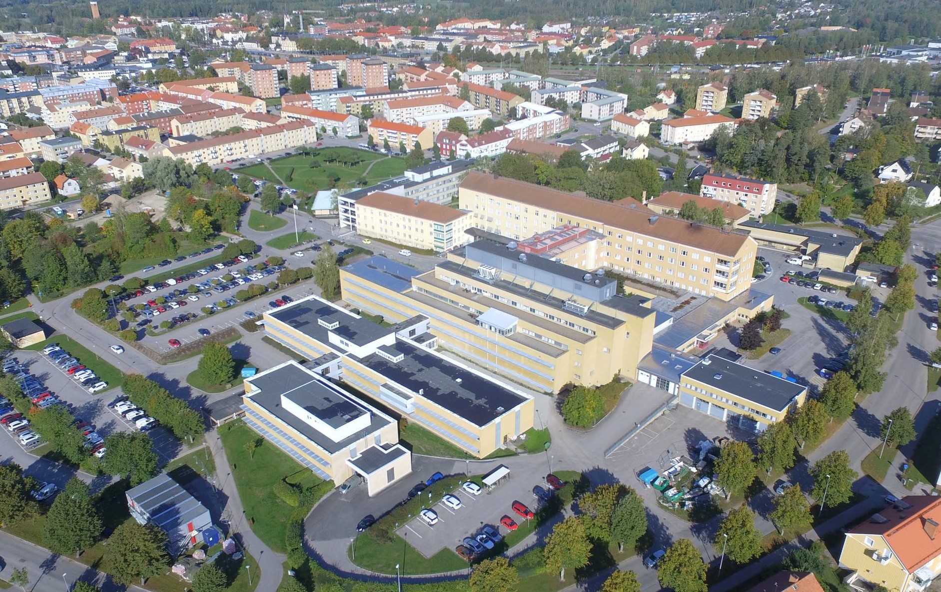 Drönarbild över Kullbergska sjukhuset